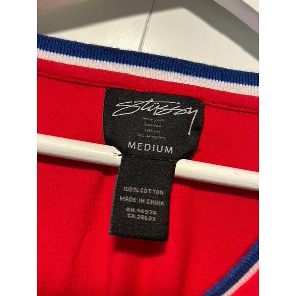 STUSSY Women's Retro Striped Graphic t-shirt dress Blue Red White size Medium - Picture 2 of 10